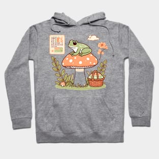 Cottage core, Frog on a mushroom design Hoodie